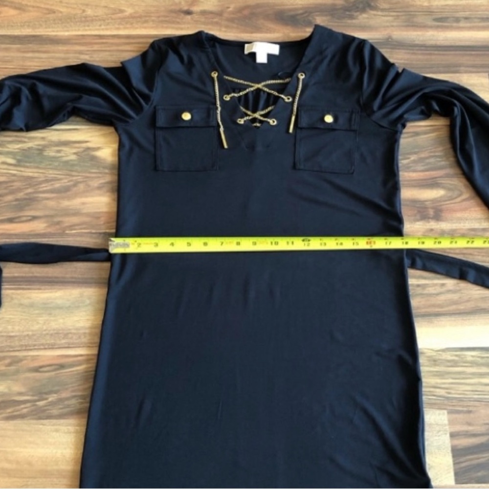 Michael Kors Blue Sheath Dress with Cuffed Sleeves - Picture 7 of 12